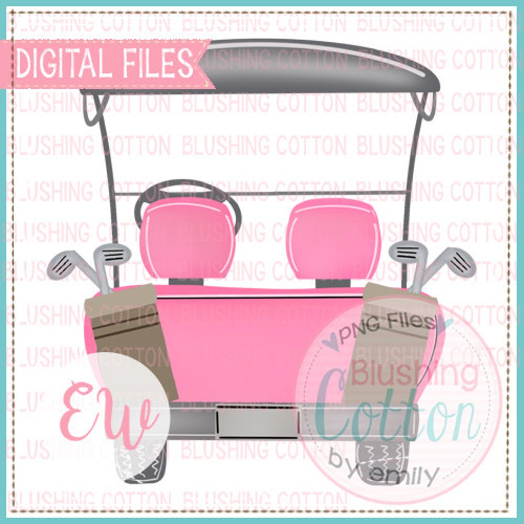 Golf Cart Pink PNG Watercolor Design Artwork Digital File - Etsy