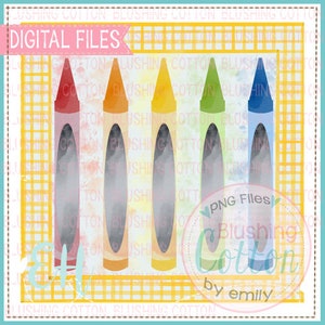 Crayons in Frame Splash Handpainted Design PNG Artwork Digital File - for printing and other crafts BCEH