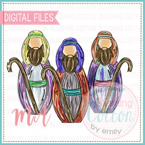 May include: Three colorful illustrations of figures with beards and staffs. Each figure has a different colored head covering and robe. The words "DIGITAL FILES" are in a pink banner at the top left.