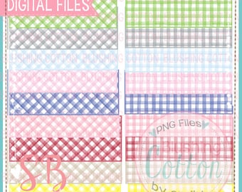 Gingham Name Plate Bundle Watercolor Design PNG Artwork Digital File - for printing and other crafts