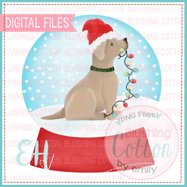 Snow Globe with Christmas Yellow Lab Design PNG Artwork Digital File - for printing and other crafts