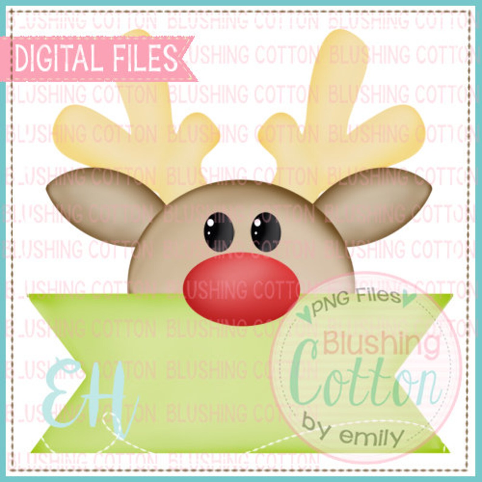 Reindeer Peeking Over Banner Design PNG Artwork Digital File | Etsy