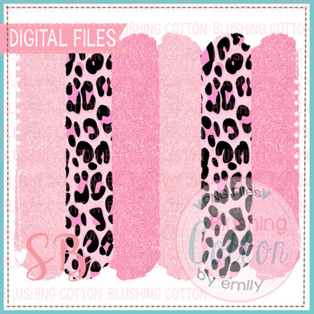 Pink Glitter Cheetah Brush Stroke Background Watercolor Design - Etsy