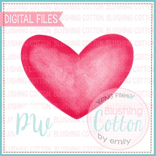 Heart 1 Hot Pink Watercolor PNG Artwork Digital File - for Printing and ...