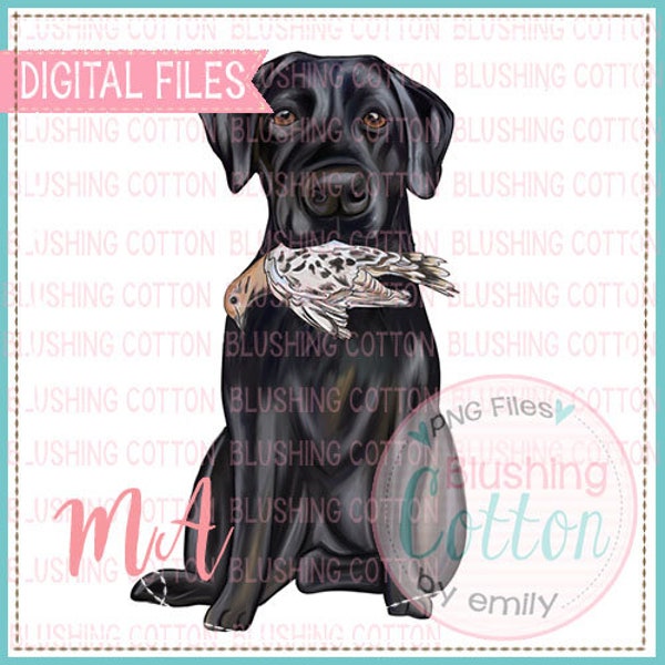 Black Labrador (Full Body) with Dove Watercolor PNG Design    BCMA