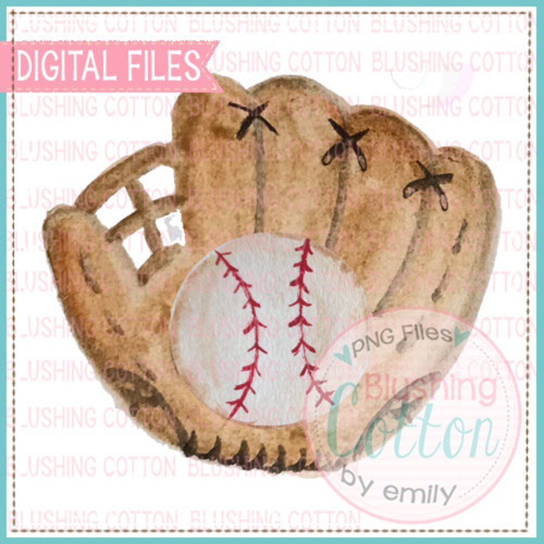 Baseball Glove and Baseball Sports Design PNG Watercolor Artwork ...