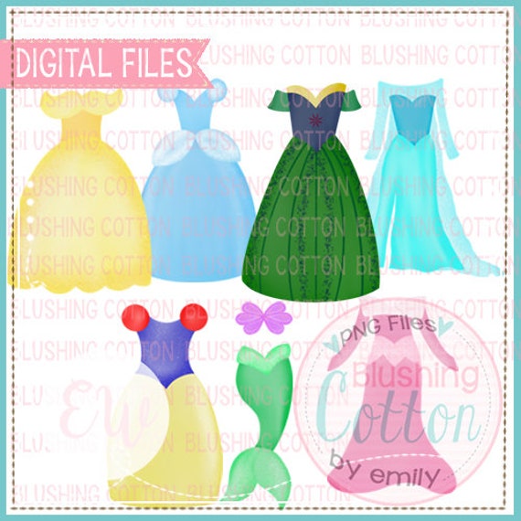 Princess Dresses Set 1 Hand Painted Design PNG Artwork Digital | Etsy