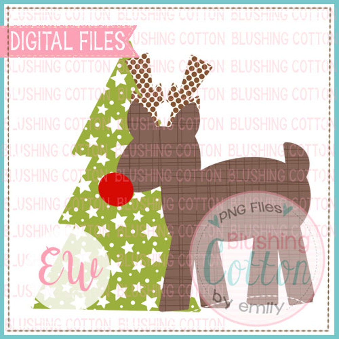 Reindeer and Christmas Tree Design Watercolor PNG Artwork Digital File ...
