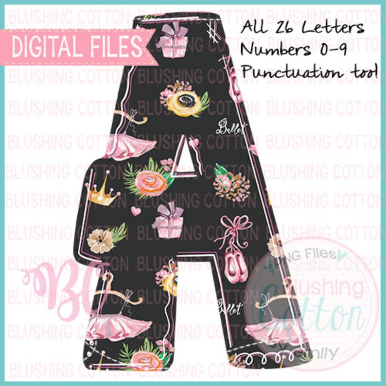 Download Ballet Dancer Tutu Alpha Numbers Punctuation Bundle PNG | Etsy