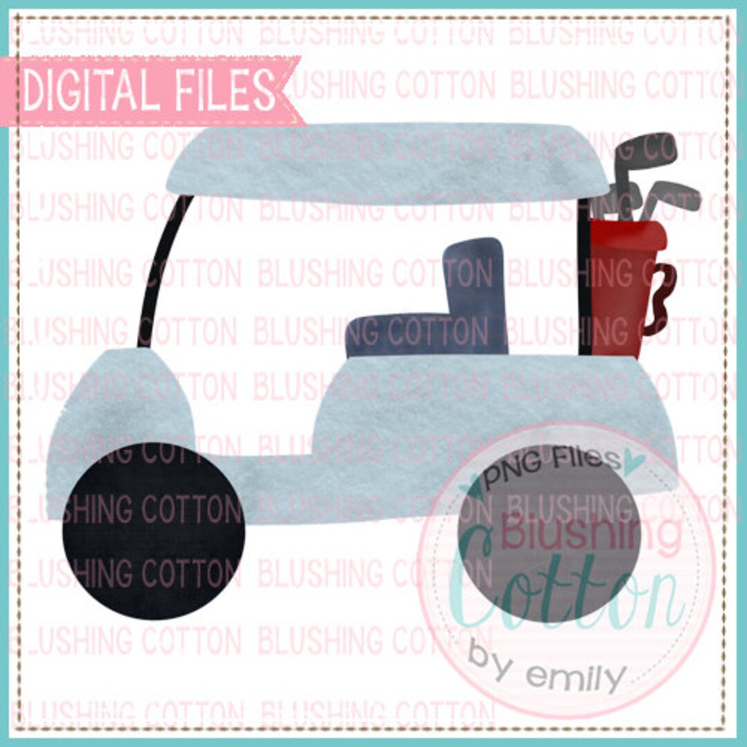Golf Cart PNG Watercolor Artwork Digital File for Printing and Other