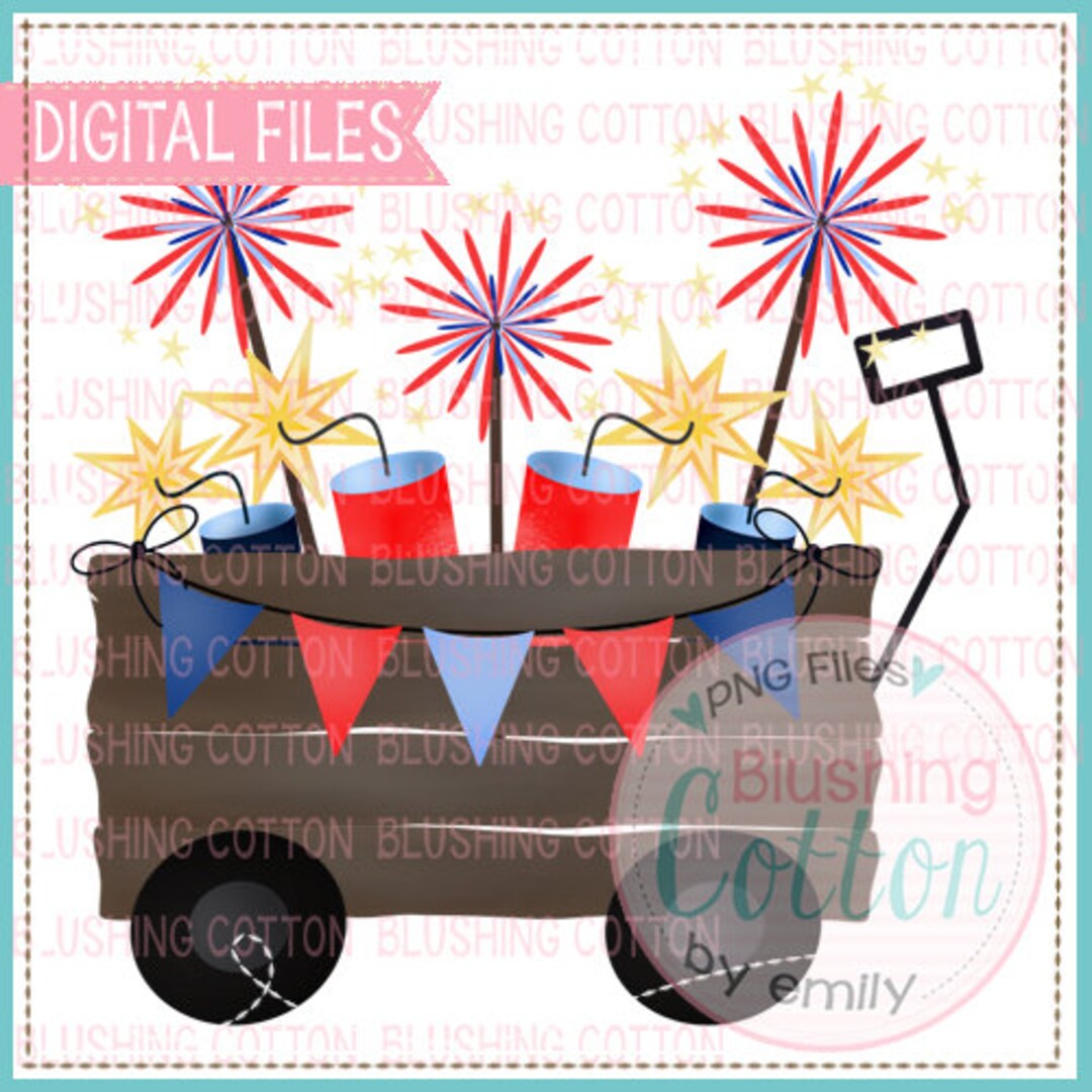 Fireworks Wagon 4th of July Watercolor Design PNG Artwork Etsy