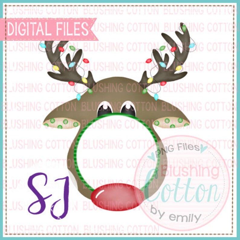 Rudolph Monogram Frame Design Watercolor Png Artwork Image 0
