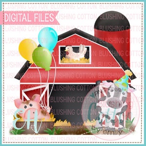 Barnyard Birthday Boy PNG Artwork Digital File - for printing and other crafts