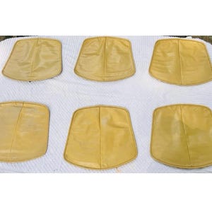 Vintage Knoll Bertoia Original Leather Gold Yellow Seat Cushions (set of 6)