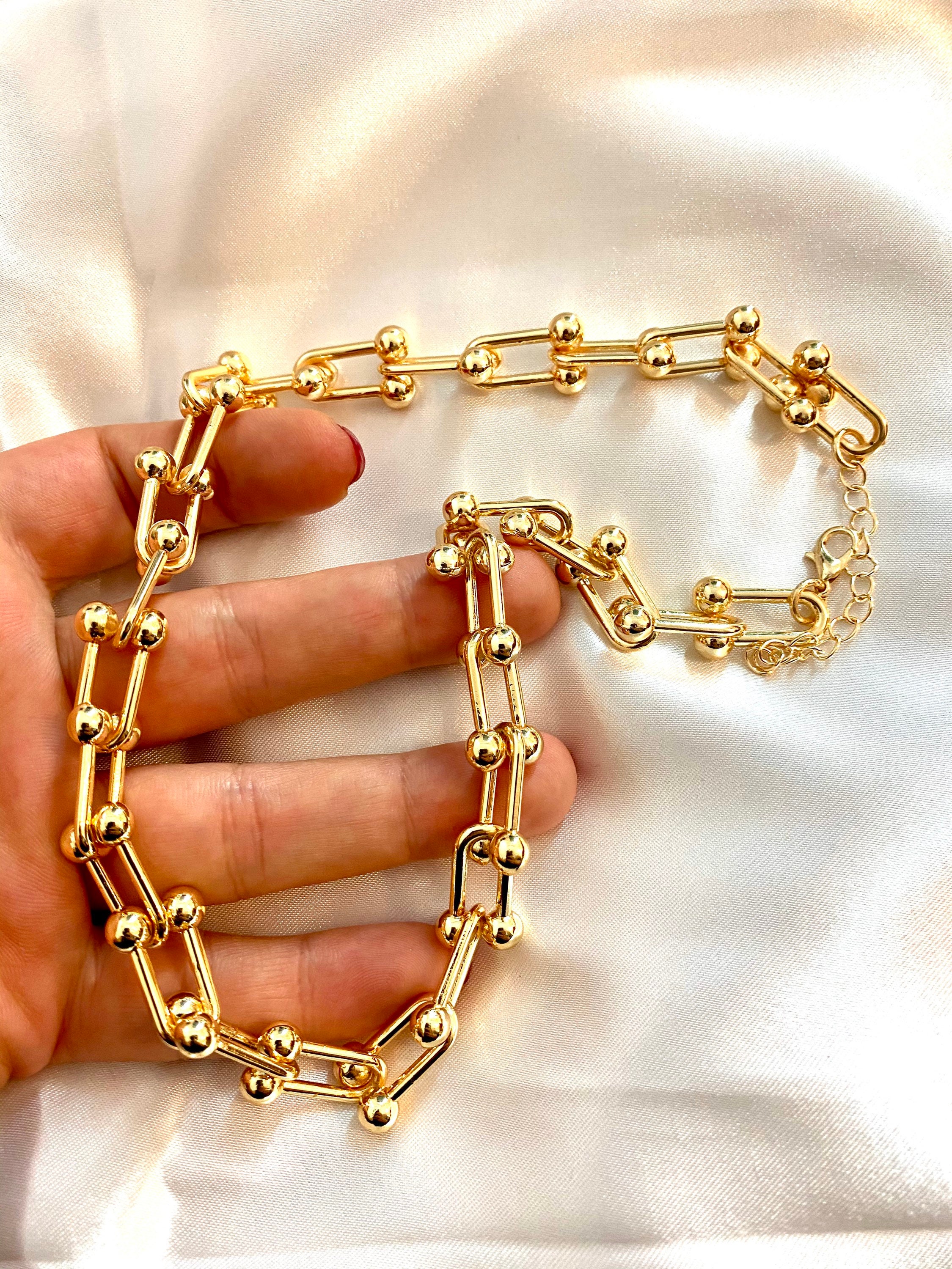 Box chain necklace in Gold thick Gold necklace Dainty | Etsy