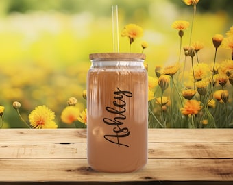Copo de café gelado personalizado, copo de cerveja personalizado com tampa e canudo.