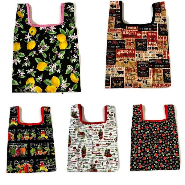 Reusable cotton grocery/ shopping bags in kitchen prints soft foldable washable zero waste