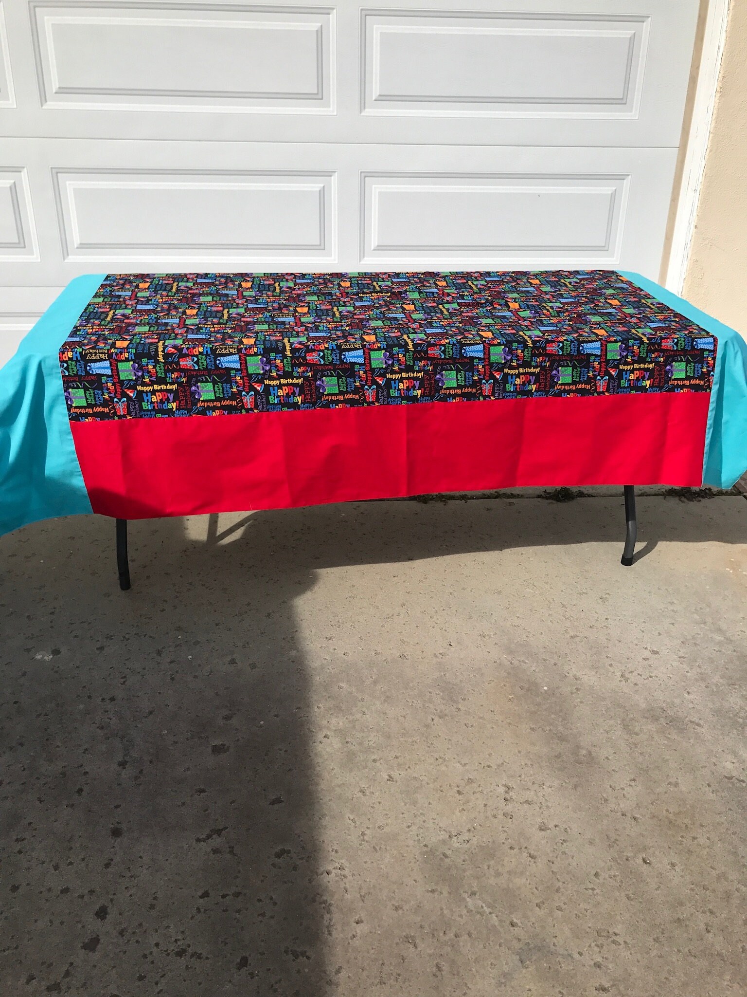 Color block cotton fabric happy birthday tablecloth Etsy