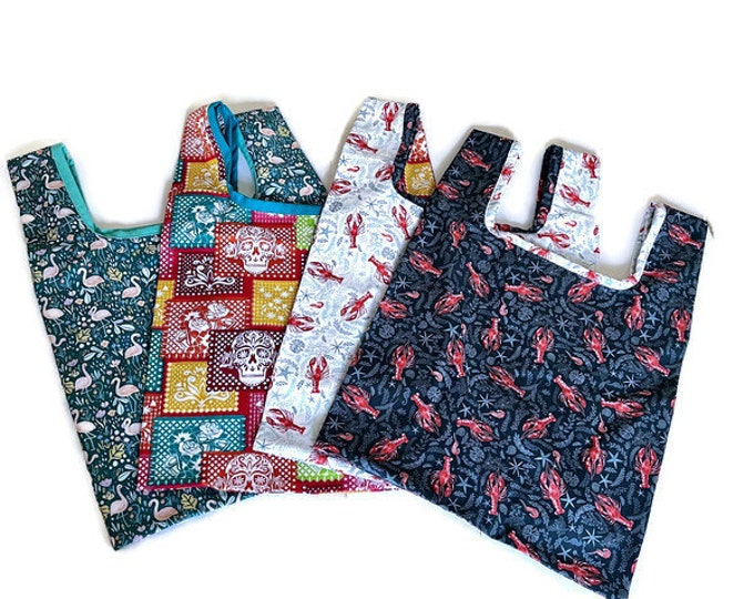 Reusable cotton grocery/ shopping bags in summer prints soft foldable washable and zero waste