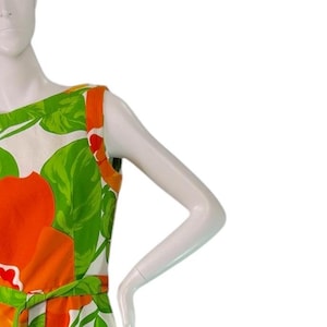 Vintage 60s 70s MALIA Dress Orange Green Floral Pop Art Maxi Muumuu Hawaiian Sz M