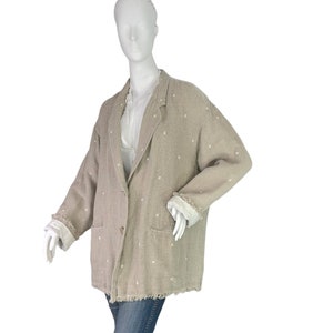 Issey Miyake Vintage Unstructured Tan Linen Jacket Blazer Raw Hems Size Medium image 1