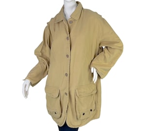 Vintage 1980's Eddie Bauer Women's Tan Canvas Barn Field Chore Jacket, Medium