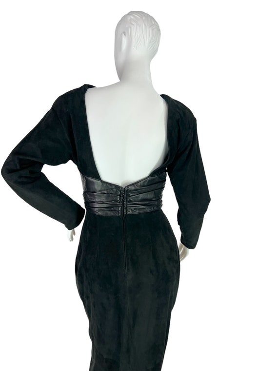 Vakko Vintage 80s Black Suede & Leather Backless … - image 8