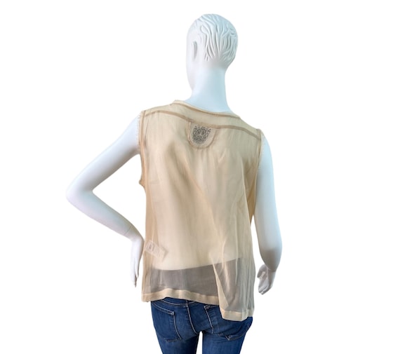 Marithe Francois Girbaud Sheer 100% Silk Tan Slee… - image 2