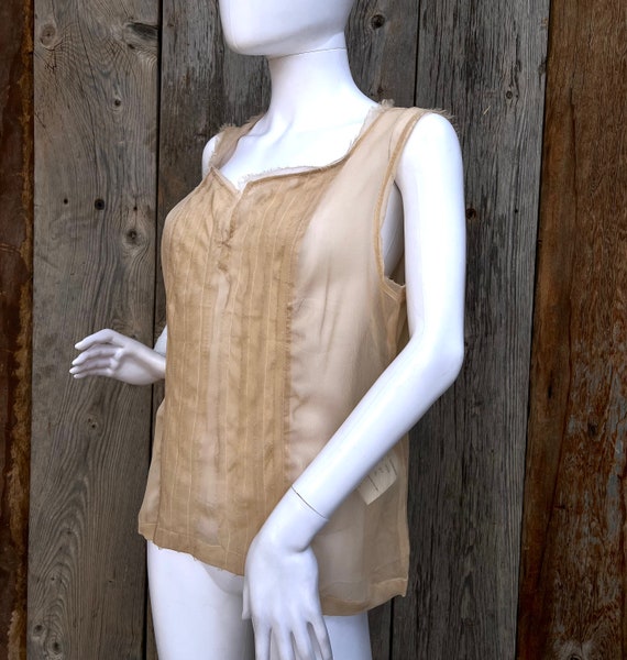 Marithe Francois Girbaud Sheer 100% Silk Tan Slee… - image 3