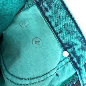 80s Wrangler Acid Wash Turquoise Over-Dye High Rise Jeans Straight Leg Size 7/8 image 7