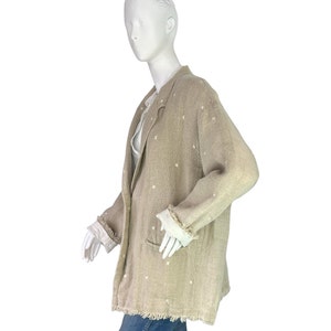 Issey Miyake Vintage Unstructured Tan Linen Jacket Blazer Raw Hems Size Medium image 9