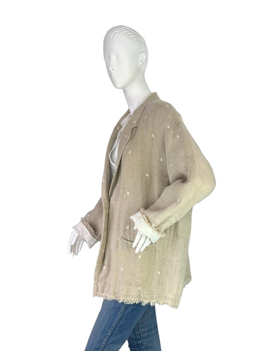 Issey Miyake Vintage Unstructured Tan Linen Jacke… - image 9