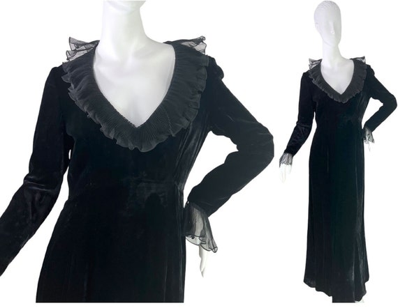MOLLIE PARNIS BOUTIQUE Vintage Black Velvet Eveni… - image 1