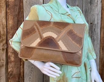 Carlos Falchi Vintage 80s Gold Leather Fabric Patchwork  display picture 2