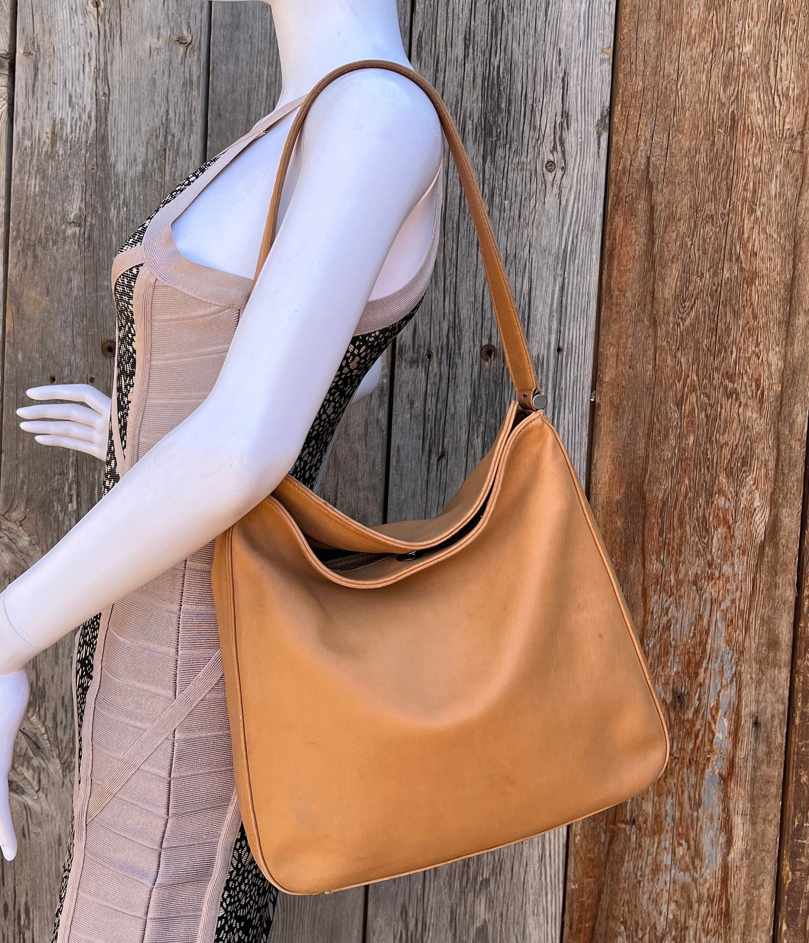 Vintage COACH Shoulder Bag A0D 9180, Light Natural Tan Leather 