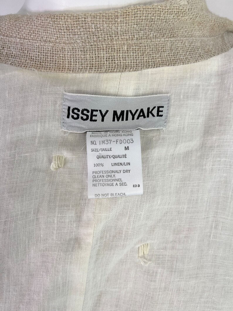 Issey Miyake Vintage Unstructured Tan Linen Jacket Blazer Raw Hems Size Medium image 4