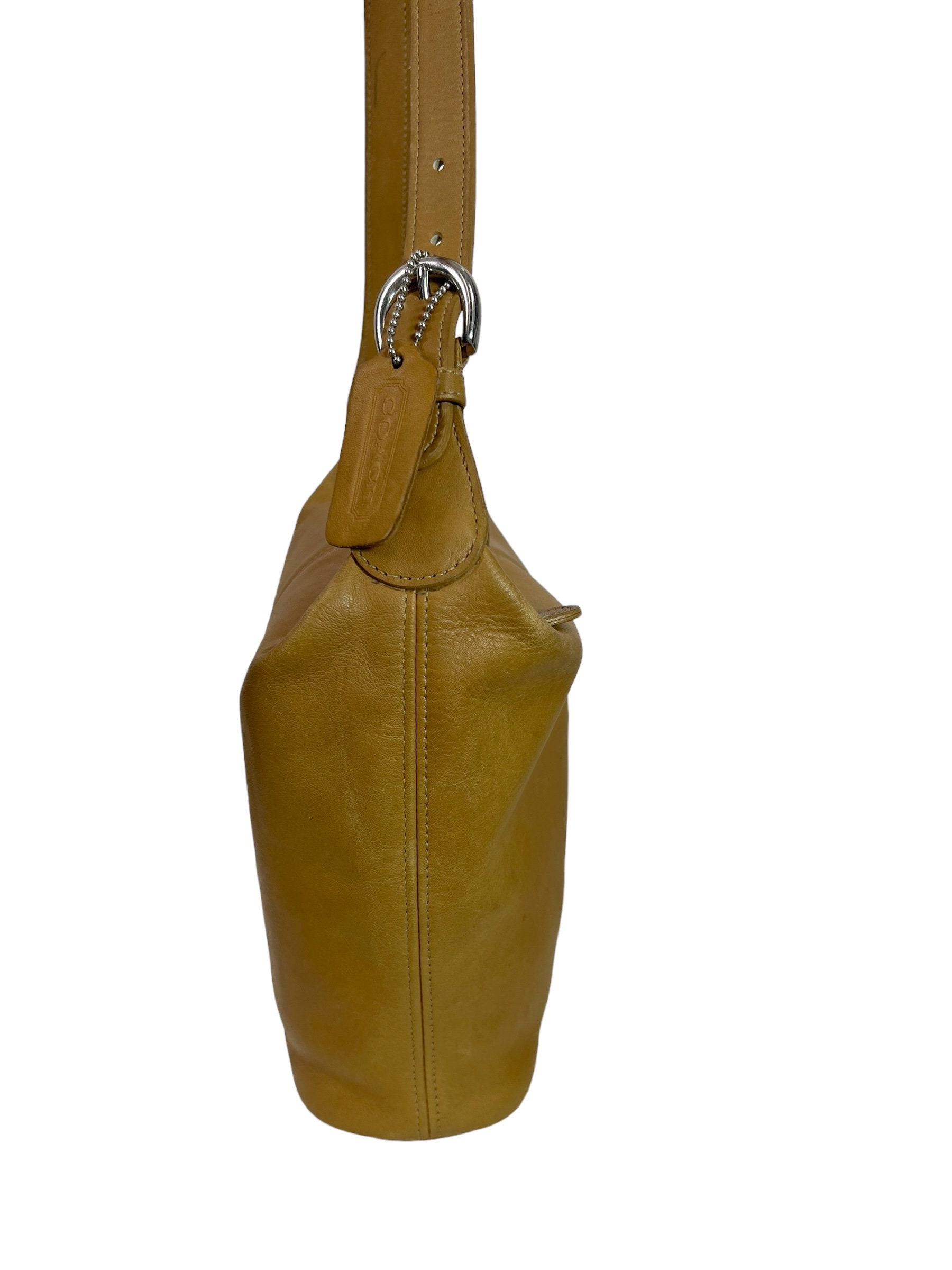 Vintage 1987 Coach Mini Soho Bucket Tan Leather Bag L7H-4148
