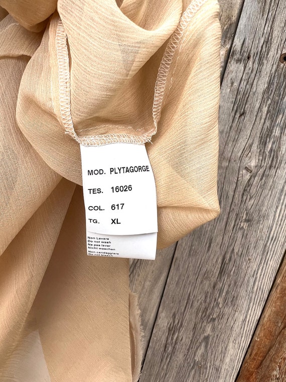 Marithe Francois Girbaud Sheer 100% Silk Tan Slee… - image 8