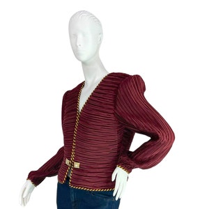 Vintage George F Couture Plum Maroon Pleated Glamorous Evening Jacket Size 12
