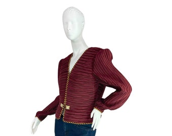 Vintage George F Couture Plum Maroon Pleated Glamorous Evening Jacket Size 12