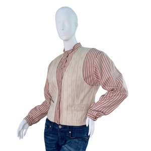 Vtg GIORGIO ARMANI 1970&#39;s Goat Skin Leather Top & Vest Combo Handpainted, Size S