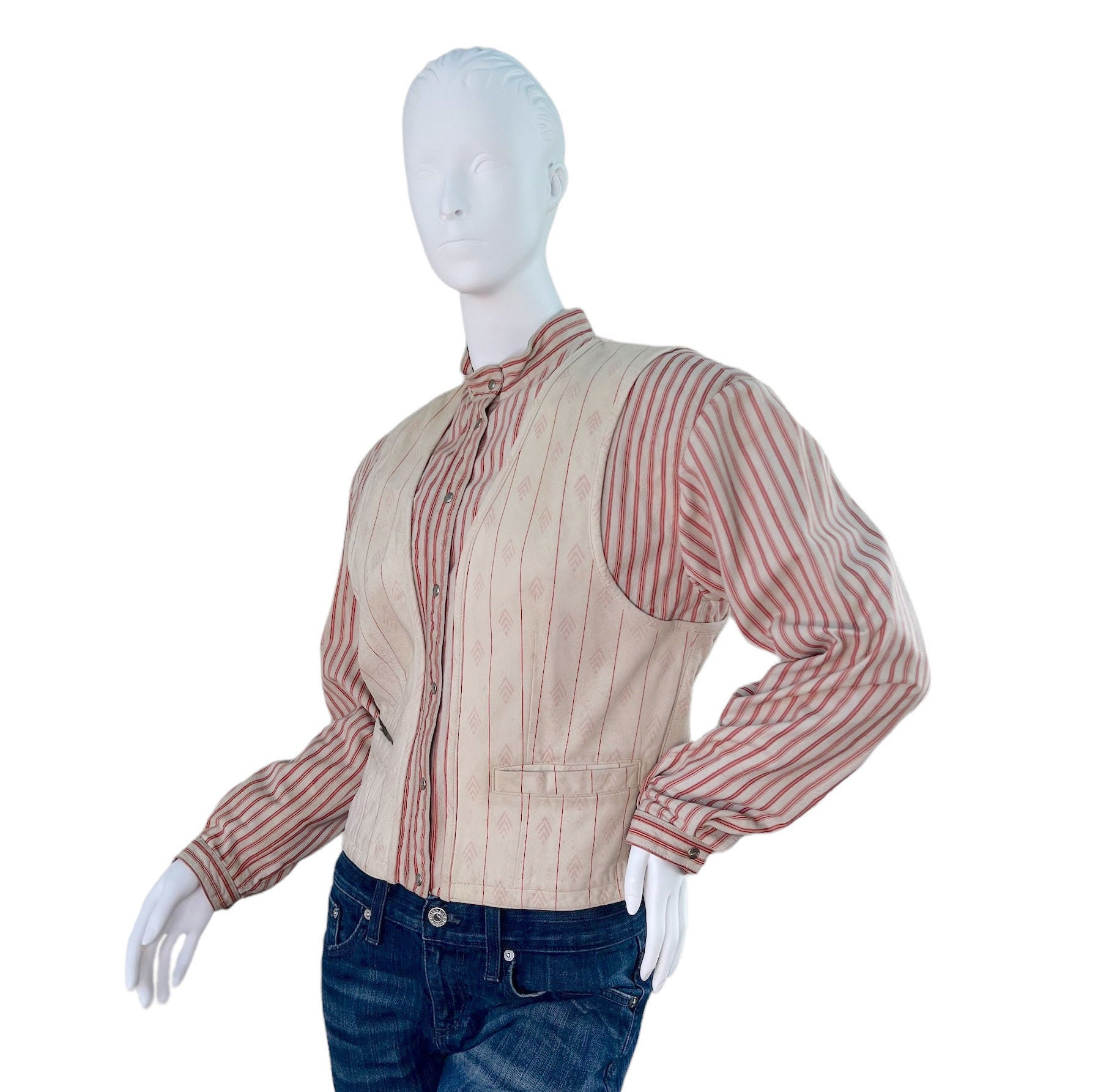 Vtg GIORGIO ARMANI 1970's Goat Skin Leather Top & Vest Combo Vtg GIORGIO ARMANI 1970's Goat Skin Leather Top & Vest Combo