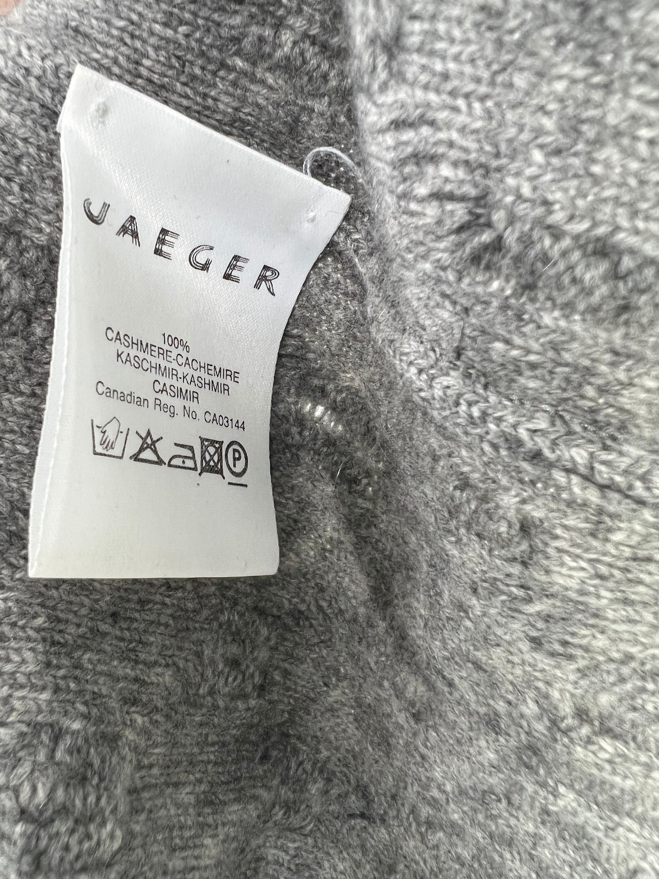 Jaeger 100% カシミア グレー プルオーバー セーター スクエア ノット 