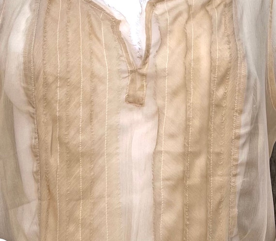 Marithe Francois Girbaud Sheer 100% Silk Tan Slee… - image 7