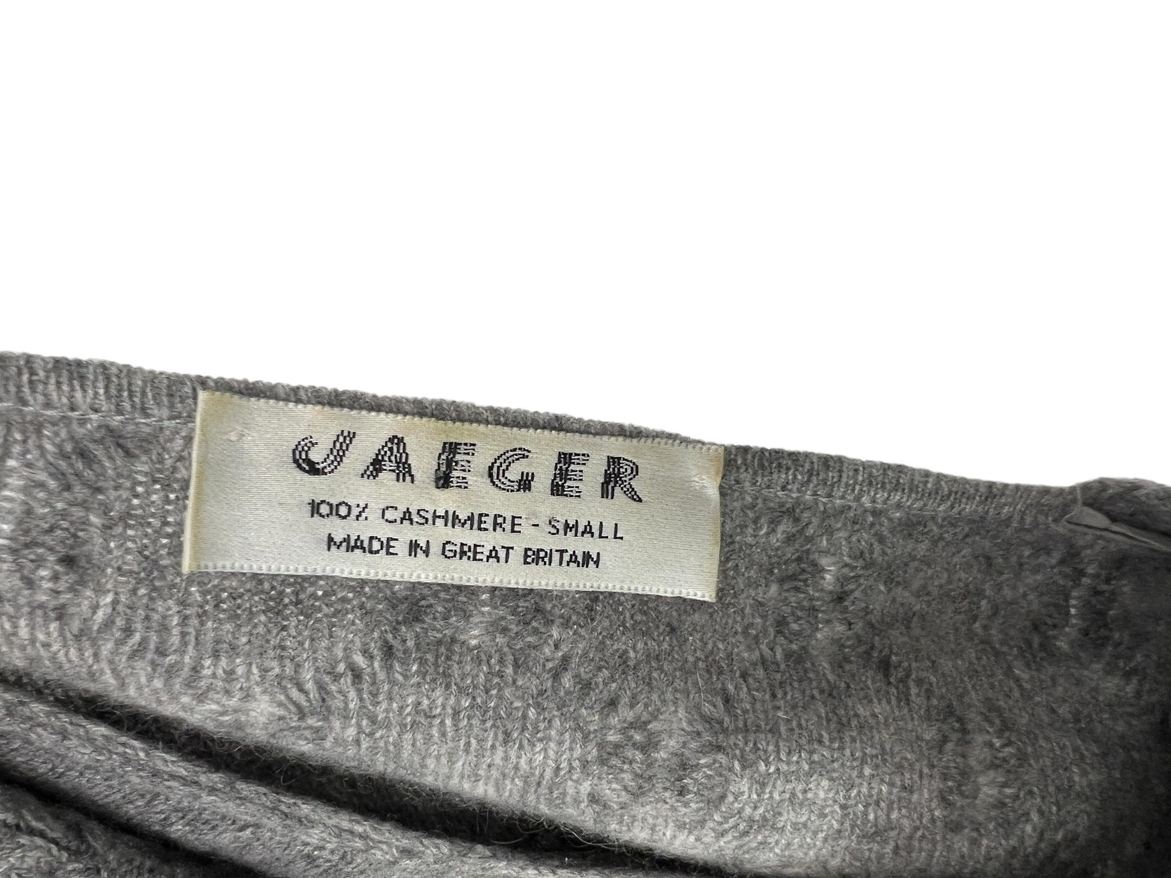 Jaeger 100% カシミア グレー プルオーバー セーター スクエア ノット 