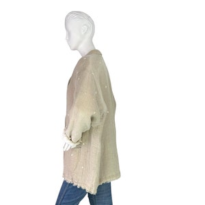 Issey Miyake Vintage Unstructured Tan Linen Jacket Blazer Raw Hems Size Medium image 7