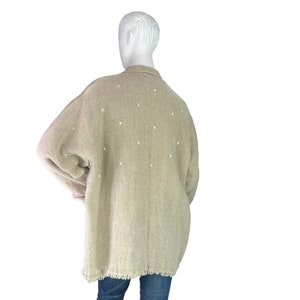 Issey Miyake Vintage Unstructured Tan Linen Jacket Blazer Raw Hems Size Medium image 2