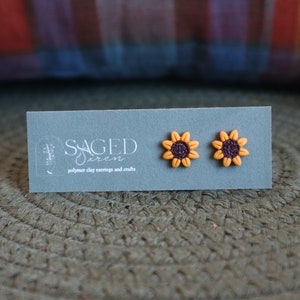 Sunflower Studs | Polymer Clay Studs | Sunflower Stud Earrings| Fall Studs | Autumn Studs | Fall Earrings | Autumn Earrings