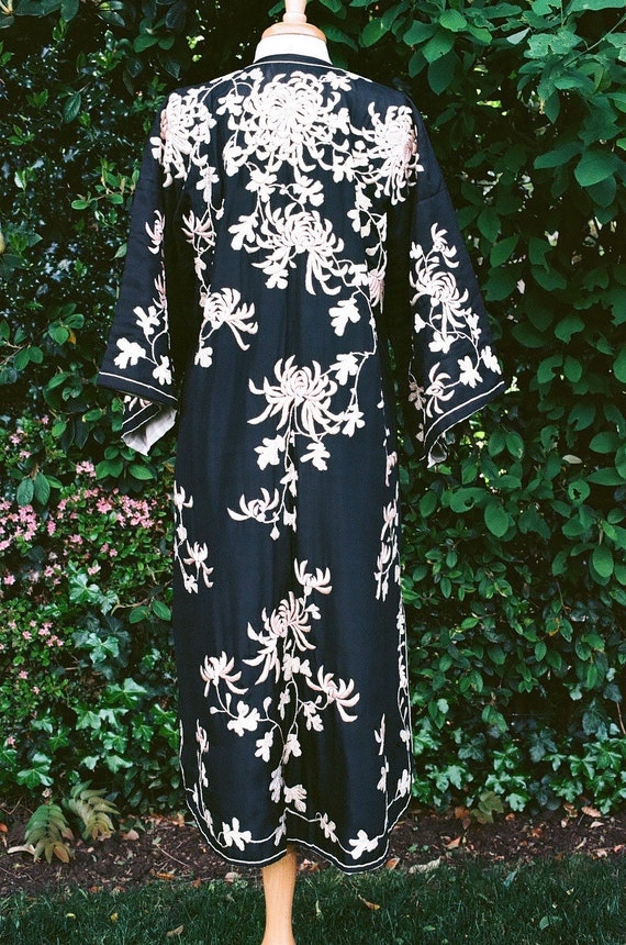 Antique 1930s Vintage Silk Floral Embroidered Chi… - image 8