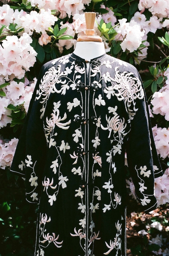 Antique 1930s Vintage Silk Floral Embroidered Chi… - image 7